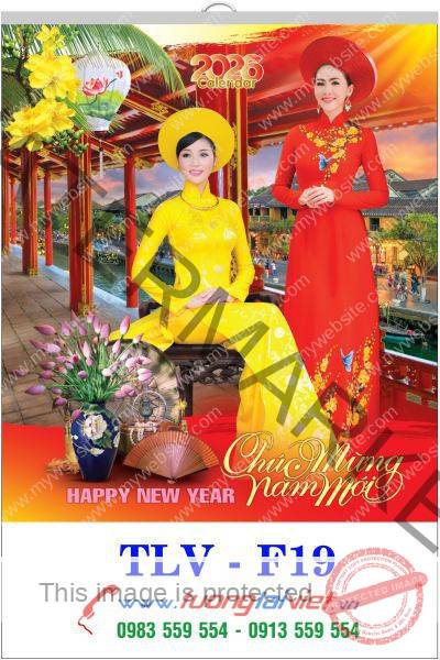 In Lịch nẹp thiếc Áo Dài