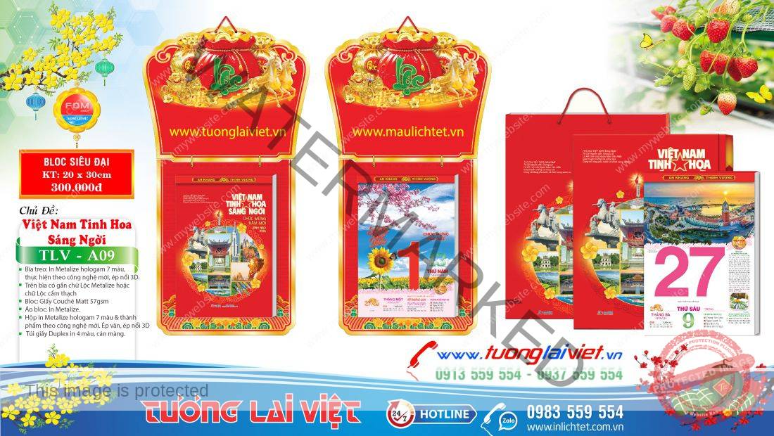 Lịch bloc treo tường Chữ Cẩm Thạch