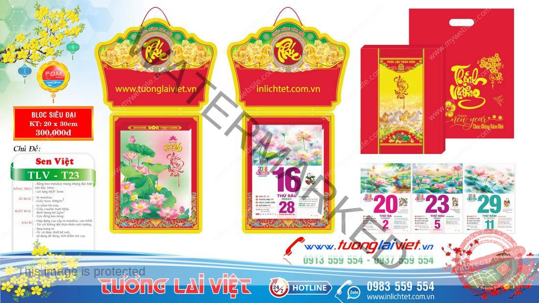 Lịch bloc treo tường Hoa Sen