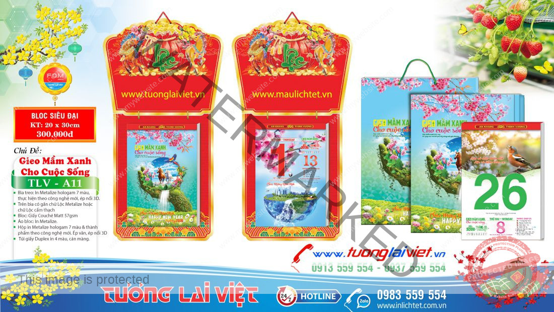 Lịch bloc treo tường Lộc Khai Xuân