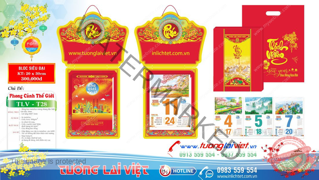 Lịch bloc treo tường Phong Cảnh Thế Giới