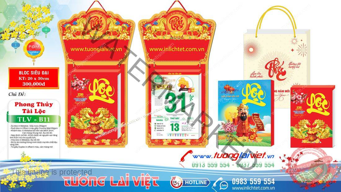 Lịch bloc treo tường Phúc Phong Thủy