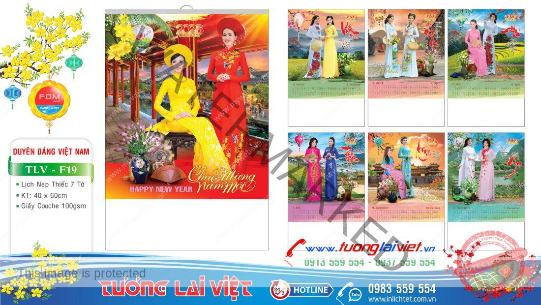 Lịch nẹp thiếc Áo Dài