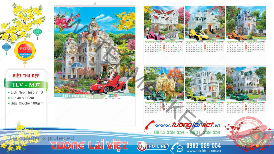 Lịch nẹp thiếc Biệt Thự Xe Hơi