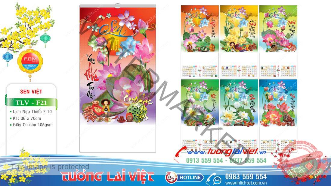 Lịch nẹp thiếc Sen Việt