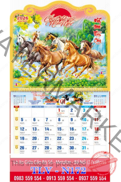 Lịch treo tường 13 tờ Mã Đáo Thành Công