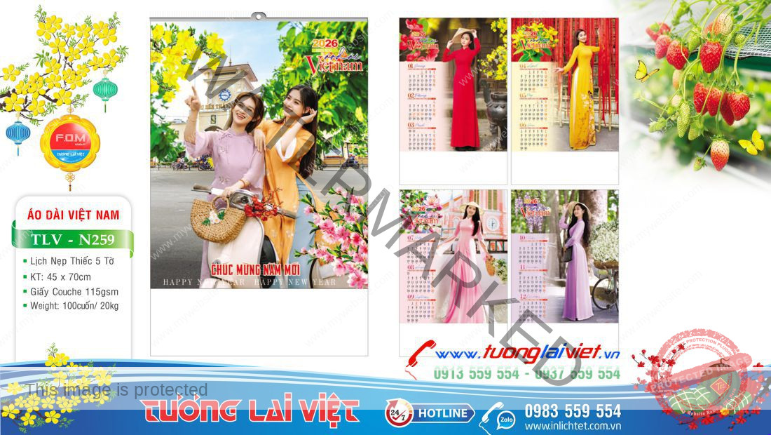 Lịch treo tường 5 tờ Dáng Việt
