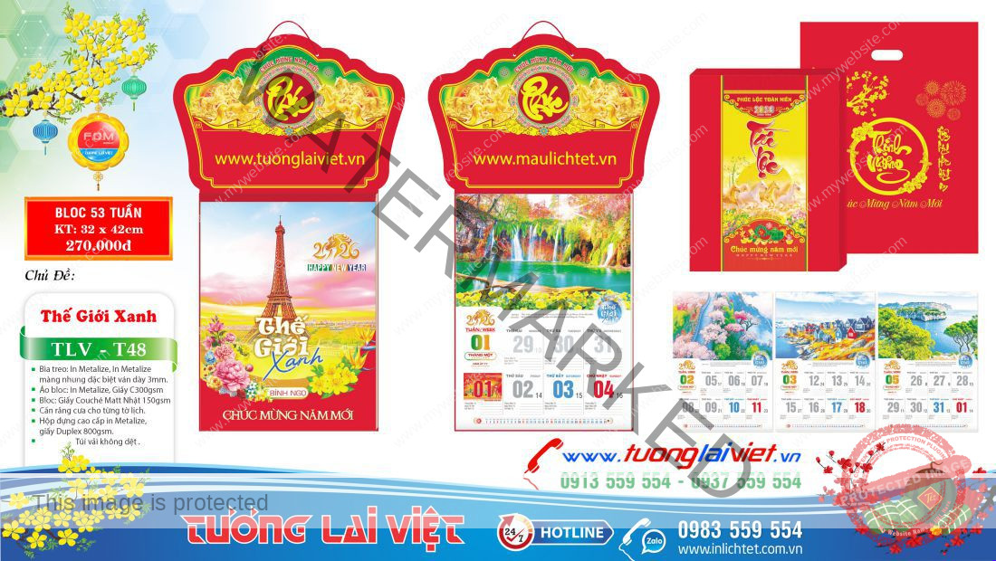 Lịch treo tường 52 Tuần Chữ Phúc