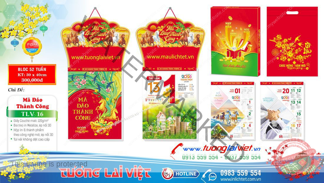 Lịch treo tường 52 Tuần Mã Đáo Thành Công