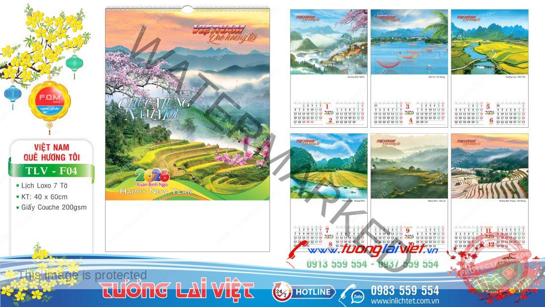 Lịch treo tường 7 tờ Cảnh Đẹp Quê Hương
