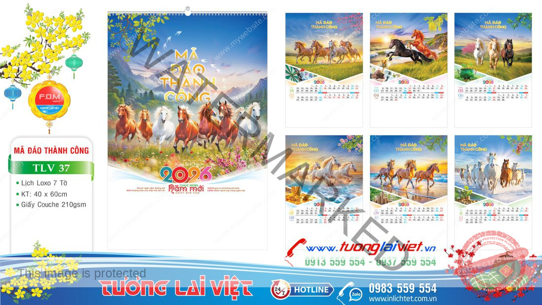 Lịch treo tường 7 tờ Mã Đáo Thành Công