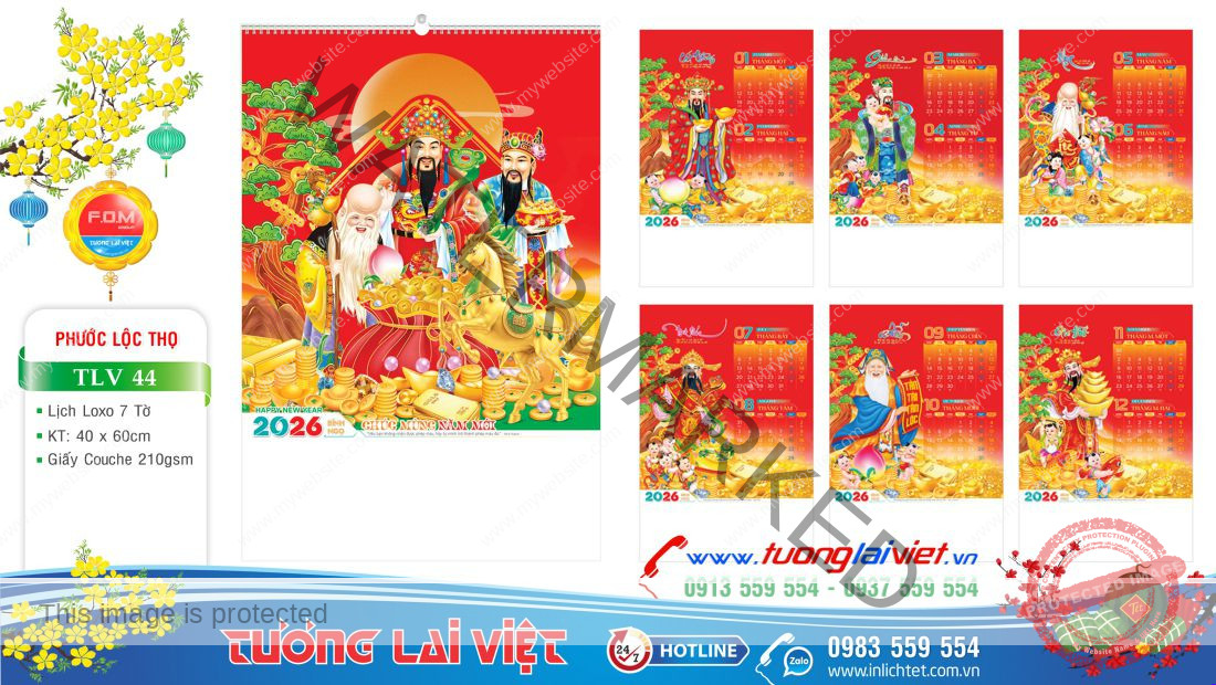 Lịch treo tường 7 tờ Phúc Lộc Thọ