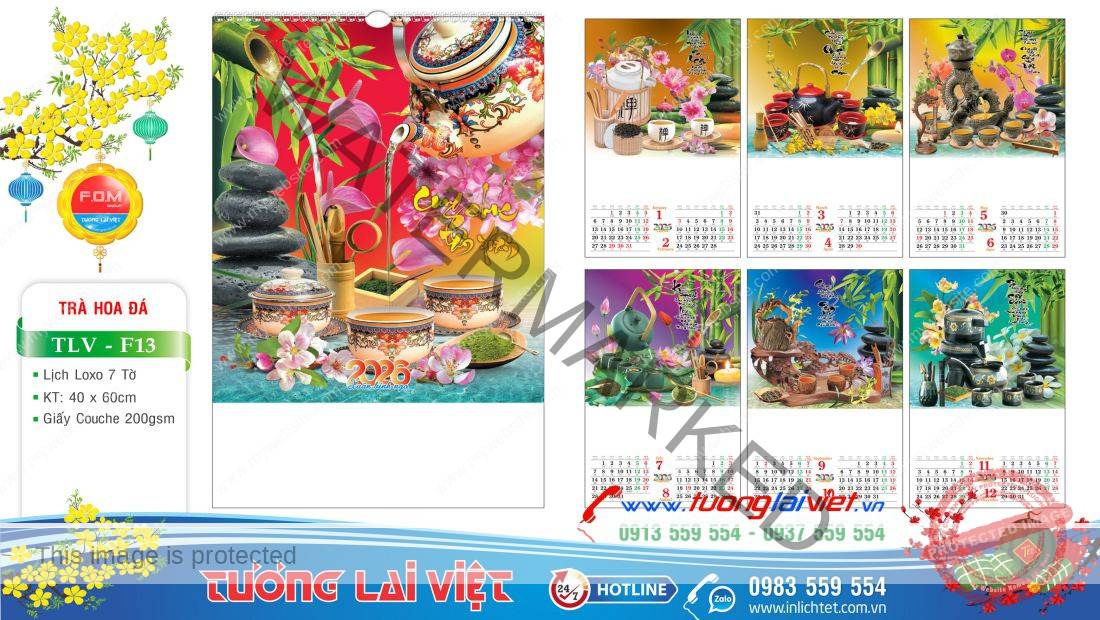 Lịch treo tường 7 tờ Trà Đạo